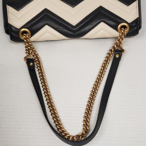 Gucci Marmont Large Black & White Shoulder Bag 675-100725 - Picture 10 of 16